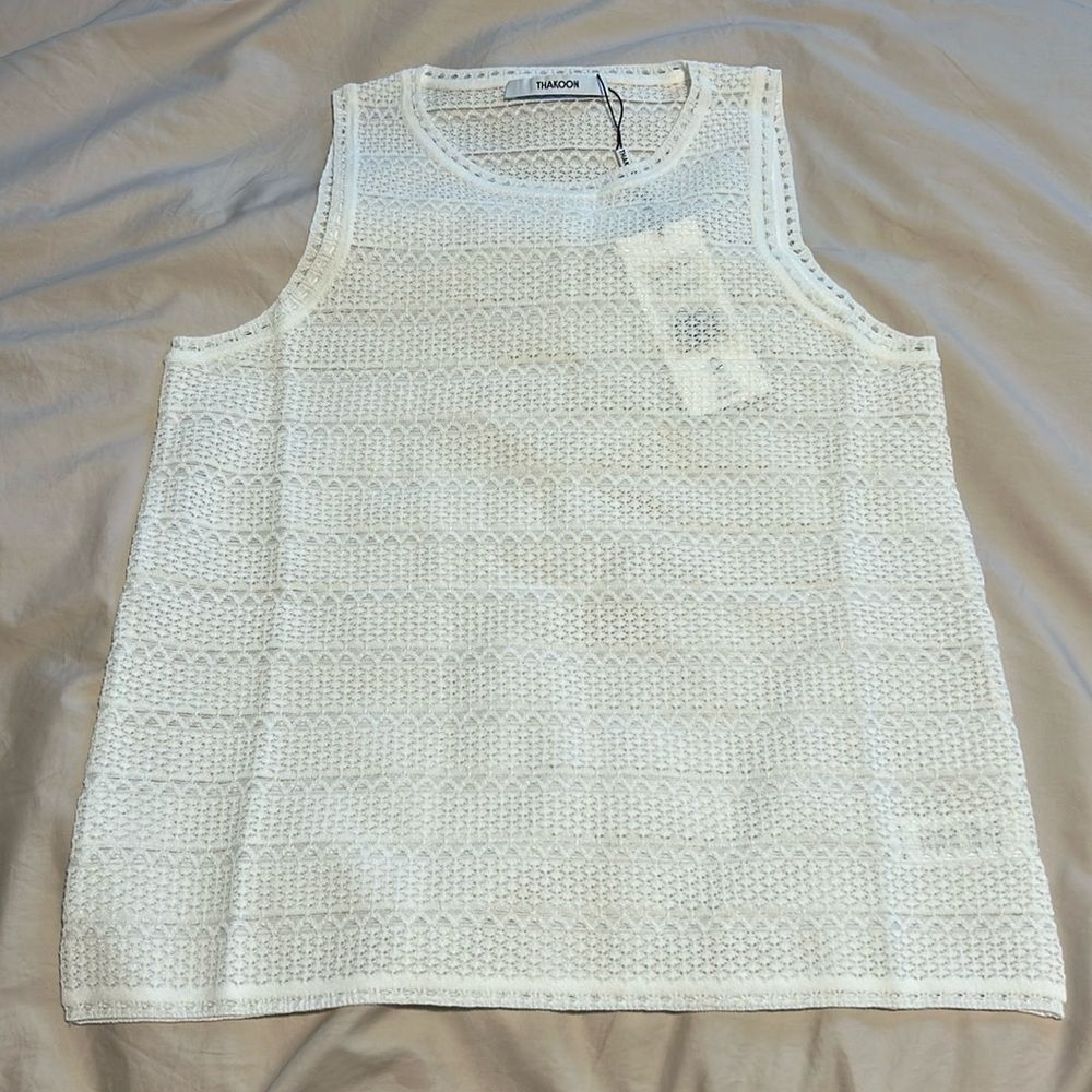 NWT THAKOON Lace Jacquard Crewneck Tank Ivory Size L